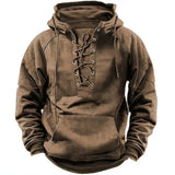 Men's Lace-Up Hooded Pullover Hoodie