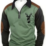 Men's Quarter Zip Contrast Sleeve Pullover