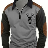 Men's Quarter Zip Contrast Sleeve Pullover