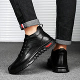 Men's Leather Lace-Up Casual Sneakers
