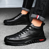 Men's Leather Lace-Up Casual Sneakers