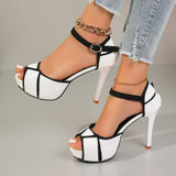 Women's Two-Tone Platform Stiletto Ankle-Strap Heels