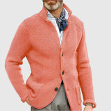 Men's Ribbed Stand Collar Cardigan