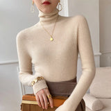 Women's Ribbed Turtleneck Long Sleeve Knit Sweater