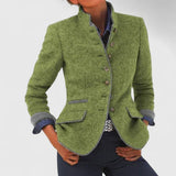 Women's Tailored Stand-Collar Button-Front Blazer