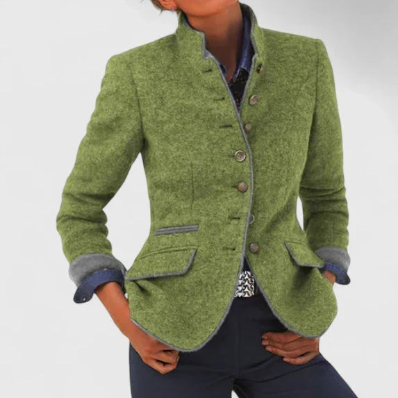 Women's Tailored Stand-Collar Button-Front Blazer