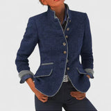 Women's Tailored Stand-Collar Button-Front Blazer