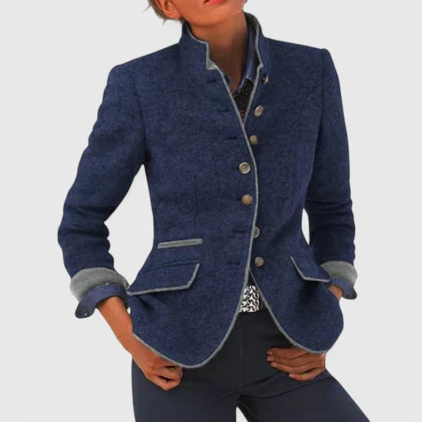 Women's Tailored Stand-Collar Button-Front Blazer