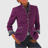 Women's Tailored Stand-Collar Button-Front Blazer
