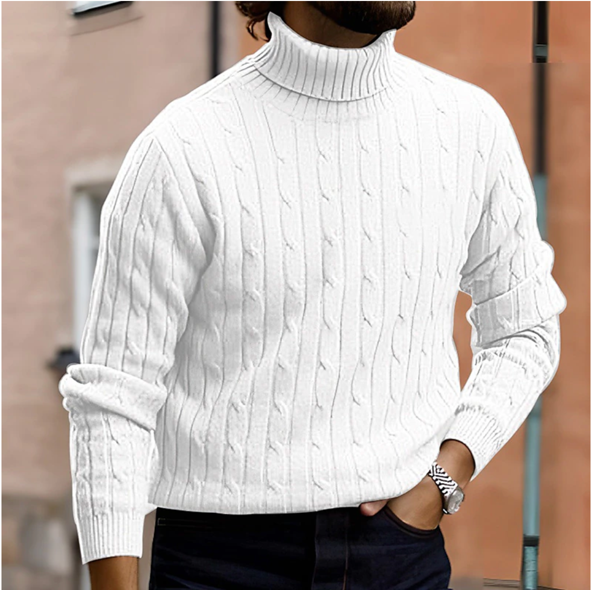 Men's Cotton Turtleneck Sweater in Multiple Colours