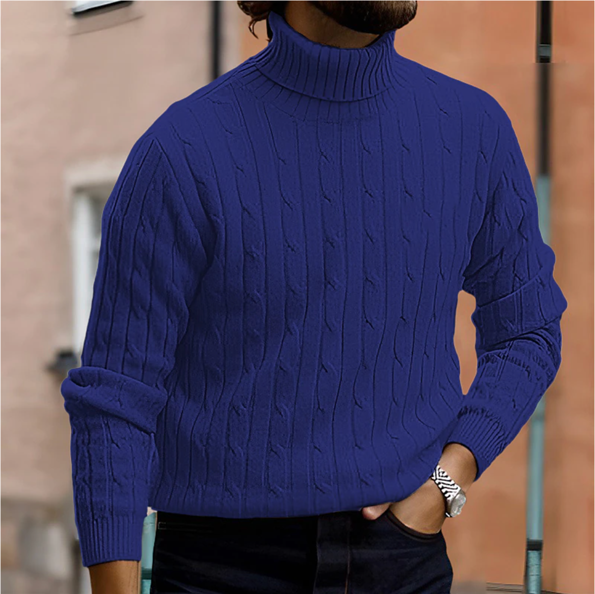 Men's Cotton Turtleneck Sweater in Multiple Colours