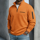 Men's Quarter-Zip Stand Collar Textured Pullover