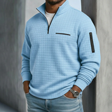 Men's Quarter-Zip Stand Collar Textured Pullover