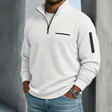 Men's Quarter-Zip Stand Collar Textured Pullover