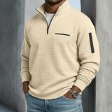 Men's Quarter-Zip Stand Collar Textured Pullover