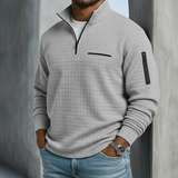 Men's Quarter-Zip Stand Collar Textured Pullover