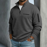 Men's Quarter-Zip Stand Collar Textured Pullover
