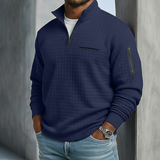 Men's Quarter-Zip Stand Collar Textured Pullover