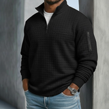 Men's Quarter-Zip Stand Collar Textured Pullover