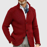 Men's Ribbed Stand Collar Cardigan