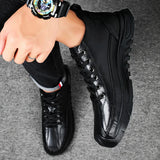 Men's Leather Lace-Up Casual Sneakers