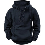 Men's Lace-Up Hooded Pullover Hoodie