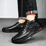 Men's Leather Lace-Up Casual Sneakers