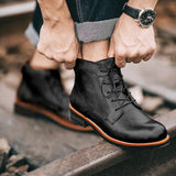 Men's Vintage Leather Lace Up Ankle Boots