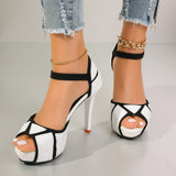 Women's Two-Tone Platform Stiletto Ankle-Strap Heels