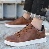 Men's Leather Lace-Up Casual Sneakers