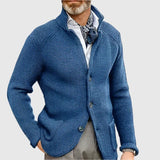 Men's Ribbed Stand Collar Cardigan