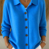 Women's Long-Sleeve Collared Knit Cardigan