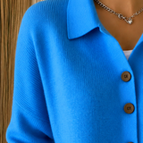 Women's Long-Sleeve Collared Knit Cardigan