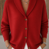 Women's Long-Sleeve Collared Knit Cardigan