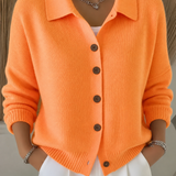 Women's Long-Sleeve Collared Knit Cardigan