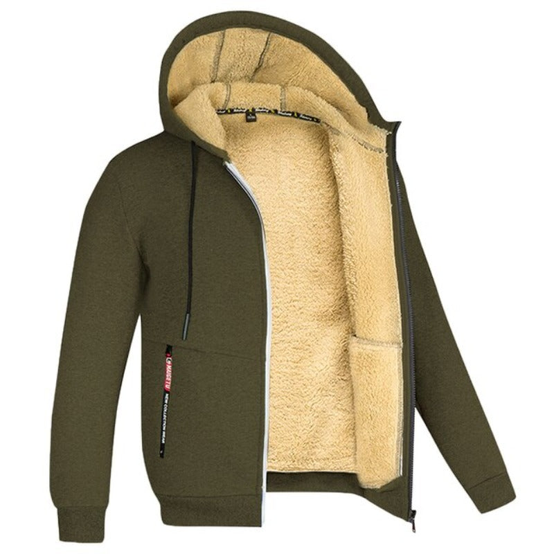 Men's Fleece-Lined Hooded Sweater with Pockets