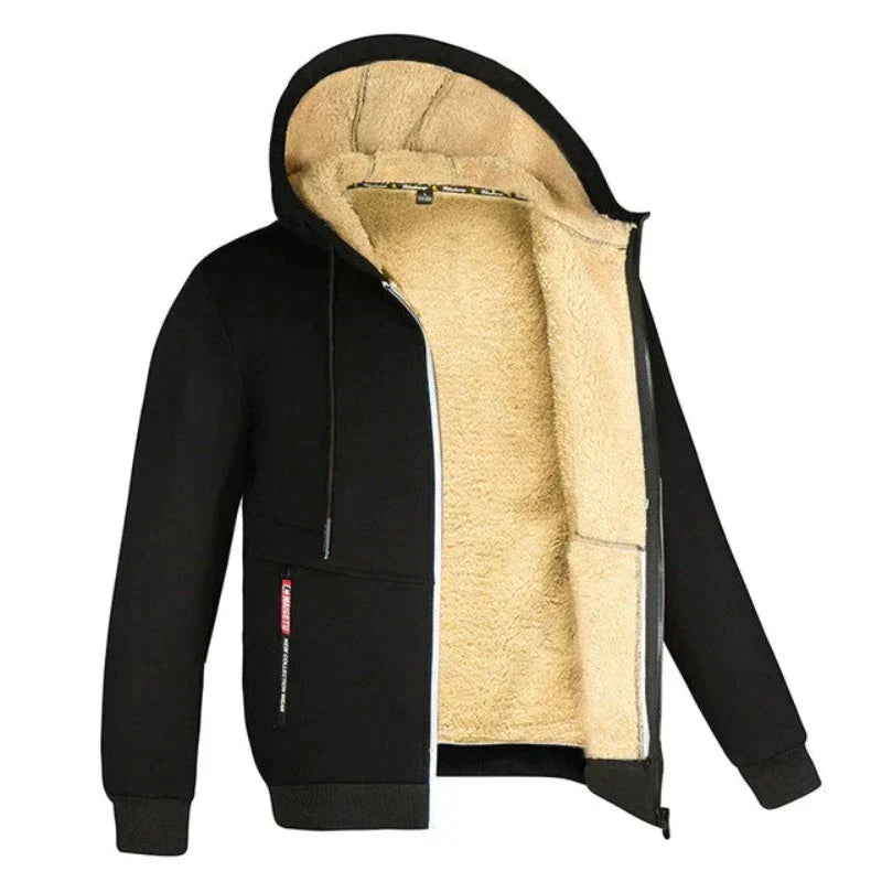 Men's Fleece-Lined Hooded Sweater with Pockets