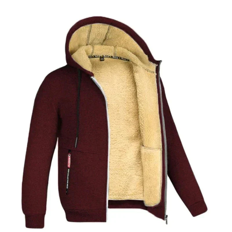 Men's Fleece-Lined Hooded Sweater with Pockets