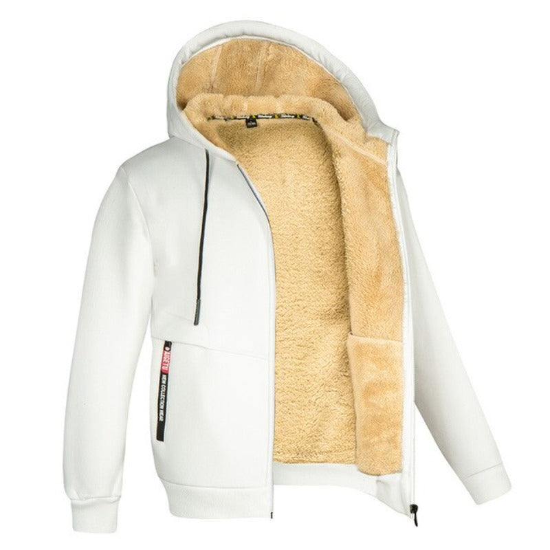Men's Fleece-Lined Hooded Sweater with Pockets