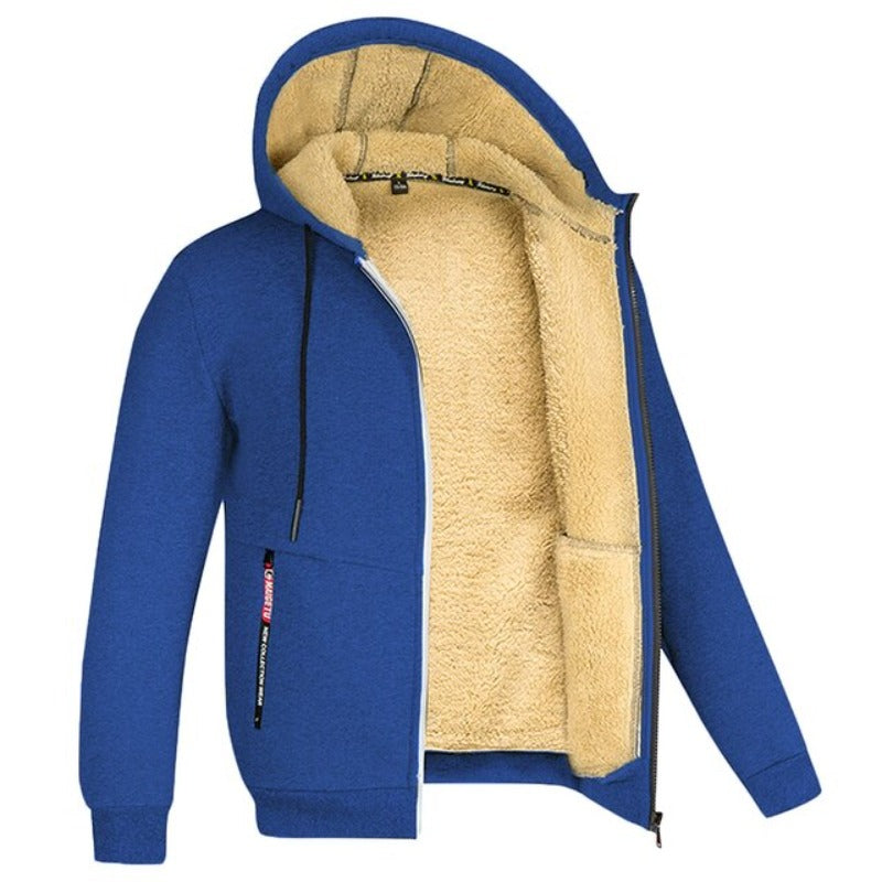 Men's Fleece-Lined Hooded Sweater with Pockets