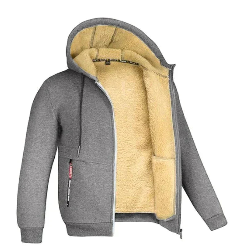 Men's Fleece-Lined Hooded Sweater with Pockets