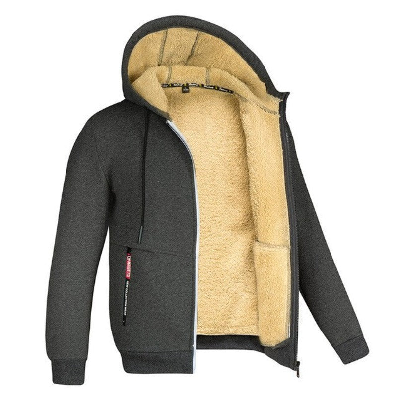 Men's Fleece-Lined Hooded Sweater with Pockets