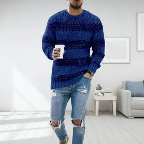 Men's Striped Crew Neck Regular Fit Sweater