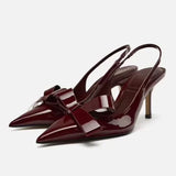 Women's Pointed-Toe Bow Slingback Stiletto Pumps