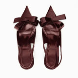 Women's Pointed-Toe Bow Slingback Stiletto Pumps