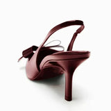 Women's Pointed-Toe Bow Slingback Stiletto Pumps