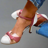 Women's Color-Block Bow Ankle-Strap Stiletto Pumps