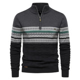 Men's Nordic Striped Half Zip Knit Sweater