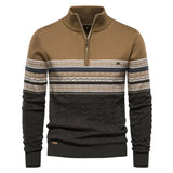 Men's Nordic Striped Half Zip Knit Sweater