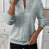 Cable Knit Zip Neck Pullover Sweater
